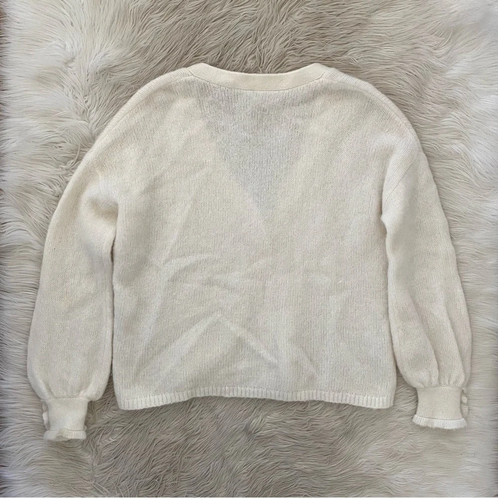 Sezane Mia Cardigan Kingdom Ecru Cream White Mohair Wool V-Neck Knit Sweater - Picture 9 of 14